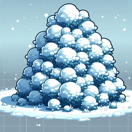 Куст в снегу мультяшный.
Single Game Texture.  In-Game asset.  2d.  Blank background.  High contrast.  No shadows
