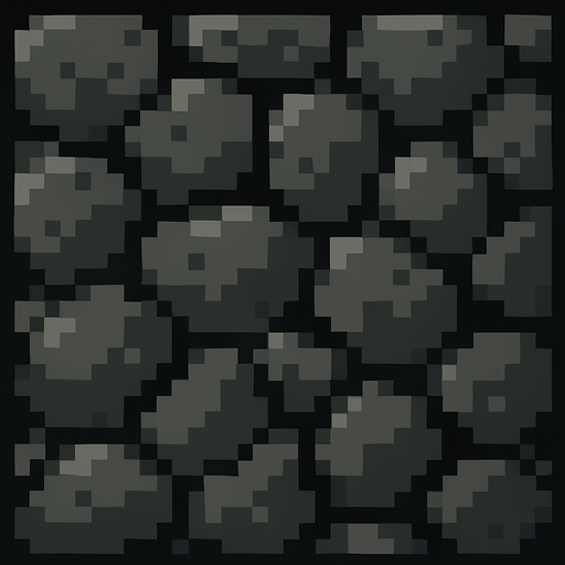 Make a 2D top down flat image of pixelated stone.
In-Game asset.  2d.  High contrast.  No shadows