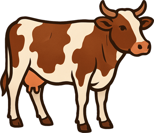 inek kahverengi beyaz..
In-Game asset.  2d.  High contrast.  No shadows