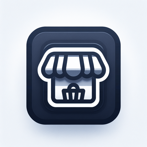 Shop icon in a square box.
Single Game Texture. In-Game asset. 2d. Blank background. High contrast. No shadows.