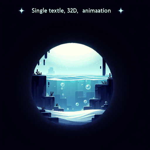 32 bit image anime style of beautyfull quite empty under sea water.
Single Game Texture.  In-Game asset.  2d.  Blank background.  High contrast.  No shadows