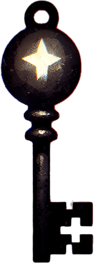 a simple dirty, dark and eerie Christmas light key.
Single Game Texture. In-Game asset. 2d. Blank background. High contrast. No shadows.