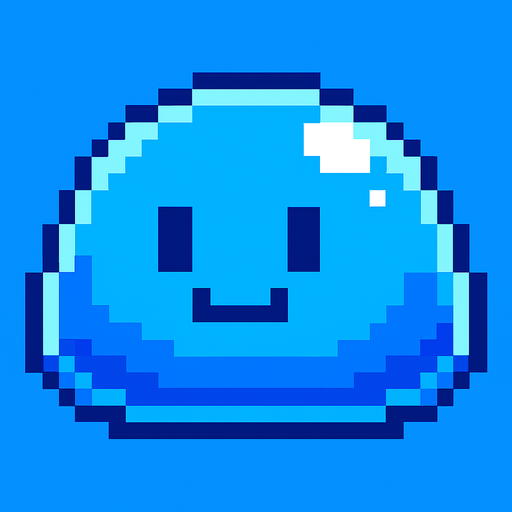 Slime azul, pixelart.
In-Game asset.  2d.  High contrast.  No shadows