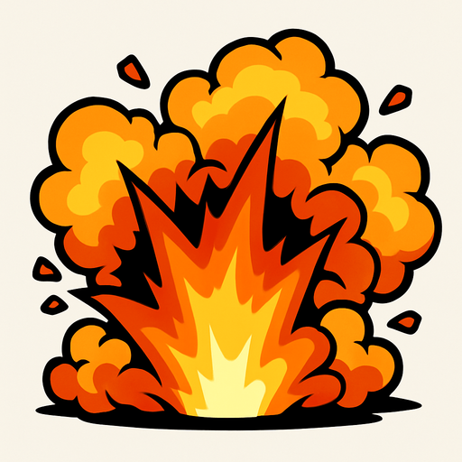 patlama efekti alev duman.
In-Game asset.  2d.  High contrast.  No shadows