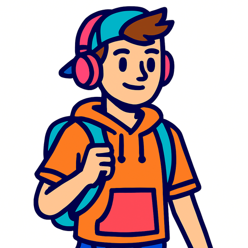 teenager.
In-Game asset.  2d.  High contrast.  No shadows