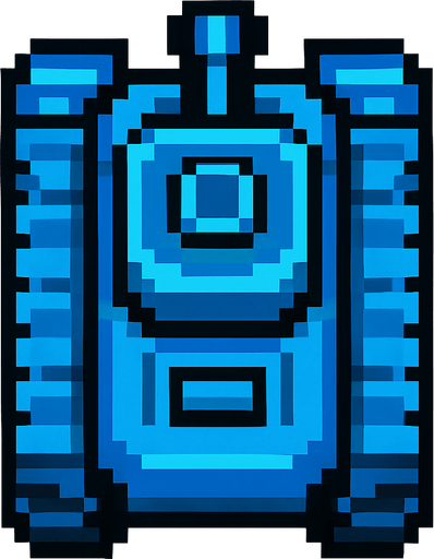 blue tank pixel art top down.
In-Game asset.  2d.  High contrast.  No shadows