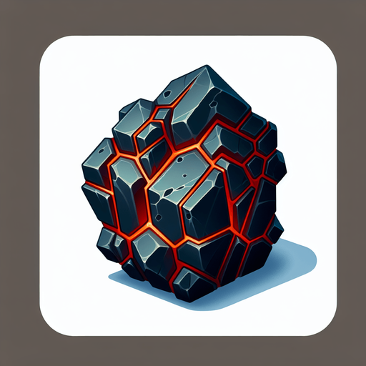 One rare ore.
Single Game Texture. In-Game asset. 2d. Blank background. High contrast. No shadows.