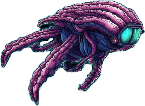 Alien enemy, adopted to space, flying down
Game Texture. In-Game asset. 2d. Pixelart. blank background. Low detail. High contrast.