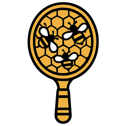 Raquette aux designs dabeilles.
In-Game asset.  2d.  High contrast.  No shadows