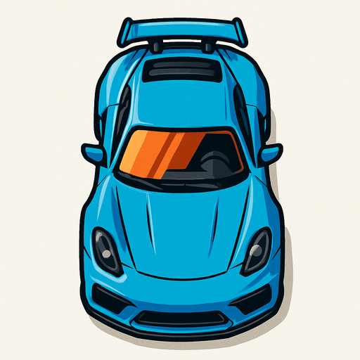 üstden çekilmiş sport araba.
In-Game asset.  2d.  High contrast.  No shadows