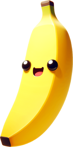 Banana with eye and mouth animation..
Single Game Texture.  In-Game asset.  2d.  Blank background.  High contrast.  No shadows