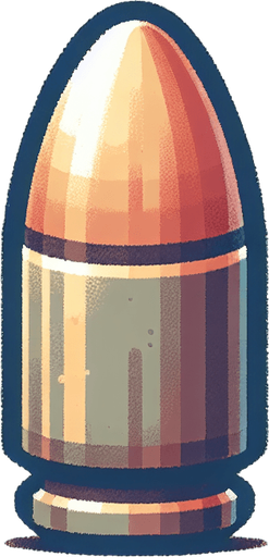 create a small bullet projectile.
Single Game Texture. In-Game asset. 2d. Blank background. High contrast. No shadows.