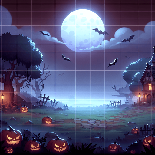 Halloween moonlight.
Single Game Texture. In-Game asset. 2d. Blank background. High contrast. No shadows.