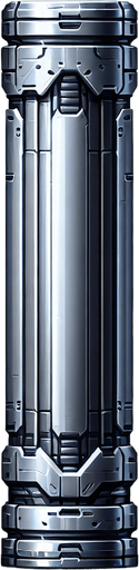 vertical scifi metal canon tube.
Single Game Texture.  In-Game asset.  2d.  Blank background.  High contrast.  No shadows