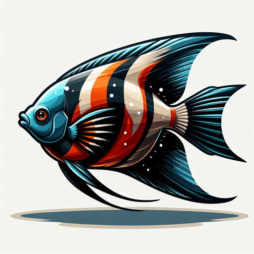 A realistic Angelfish.
Single Game Texture. In-Game asset. 2d. Blank background. High contrast. No shadows.