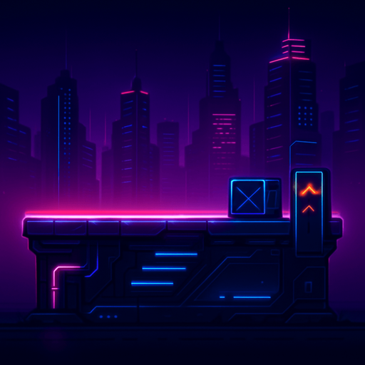 Neon cyberpunk futuristic glowing side-view 2d platformer style platform flat top