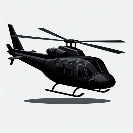 A helicopter 2d black colour.
Single Game Texture. In-Game asset. 2d. Blank background. High contrast. No shadows.