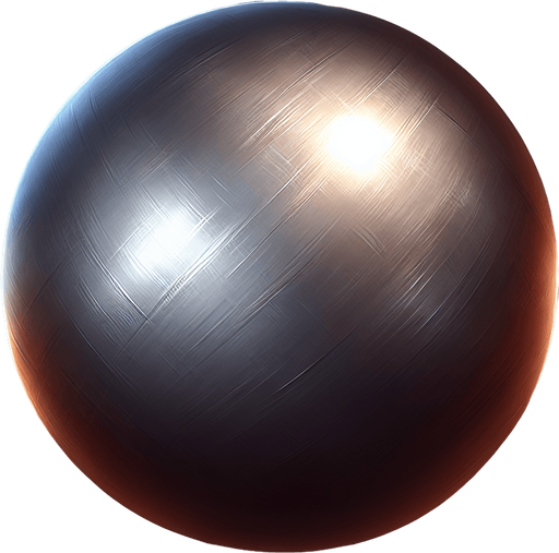 Una esfera de hierro.
Single Game Texture.  In-Game asset.  2d.  Blank background.  High contrast.  No shadows