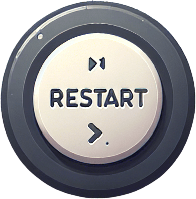 button with the word restart on it.
Single Game Texture. In-Game asset. 2d. Blank background. High contrast. No shadows.