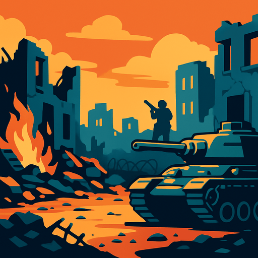 Modern çağ için savaş arka planı.
In-Game asset.  2d.  High contrast.  No shadows