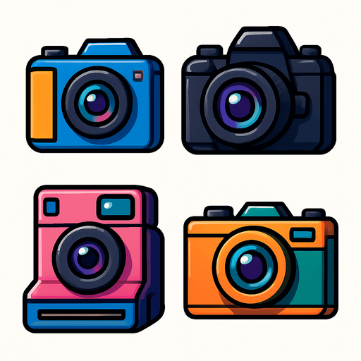 Pack of different cameras.
In-Game asset.  High contrast.  No shadows. 3D