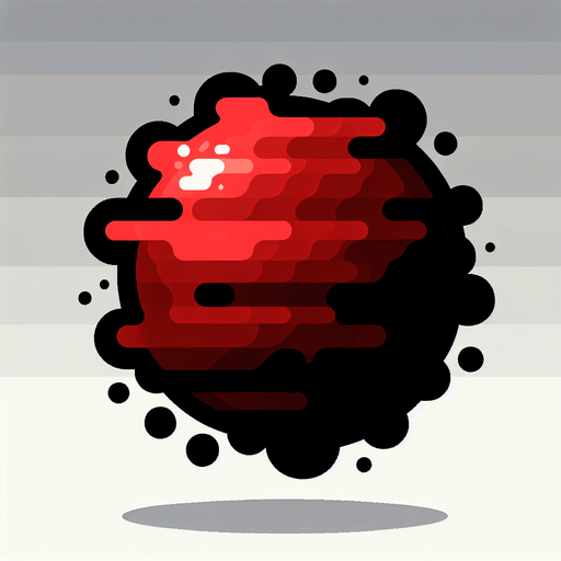 Uma particula vermelha com gradiente preto torto.
Single Game Texture. In-Game asset. 2d. Blank background. High contrast. No shadows.