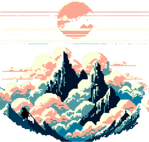 a pixel clouds background, with mountains, full height full width
Single Game Texture.  In-Game asset.  2d.  Blank background.  High contrast.  No shadows