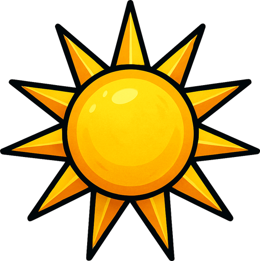 Sol puntiagudo luminoso.
In-Game asset.  2d.  High contrast.  No shadows