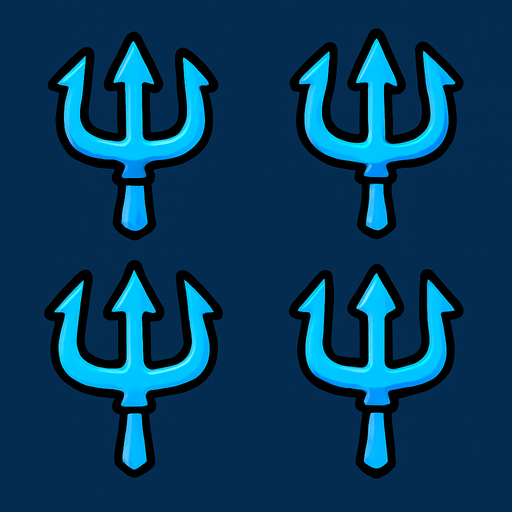 make little tridents that are blue.
In-Game asset.  2d.  High contrast.  No shadows