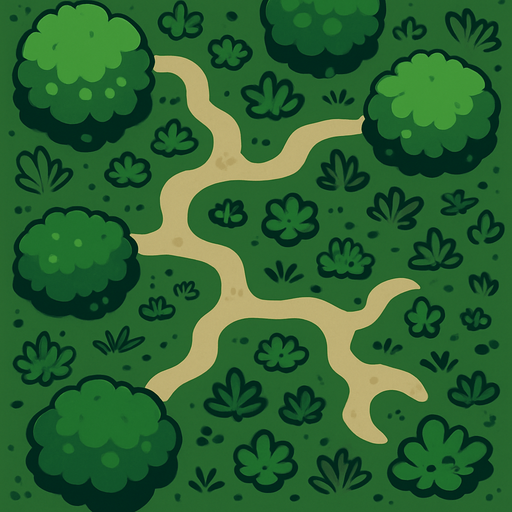 Un bosque mirado desde arriba sin árboles.
In-Game asset.  2d.  High contrast.  No shadows