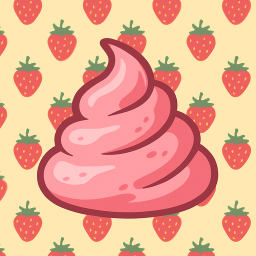 Fond d'écran crème a la fraise.
In-Game asset.  2d.  High contrast.  No shadows