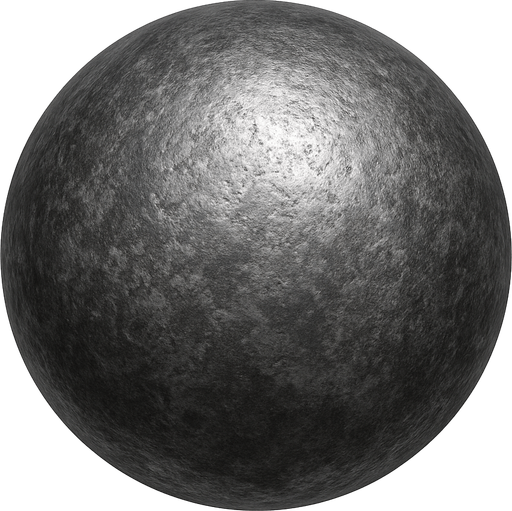 A Realistic İron Ball.No Shadows.
In-Game asset.  2d.  High contrast.  No shadows
