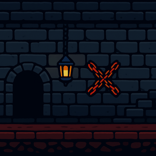 dungeon simple 2d side view dungeon crawler game background.
In-Game asset.  2d.  High contrast.  No shadows. background