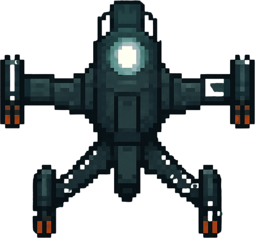 top down image of a combat drone with a white light on top, pixel art.
In-Game asset.  2d.  High contrast.  No shadows