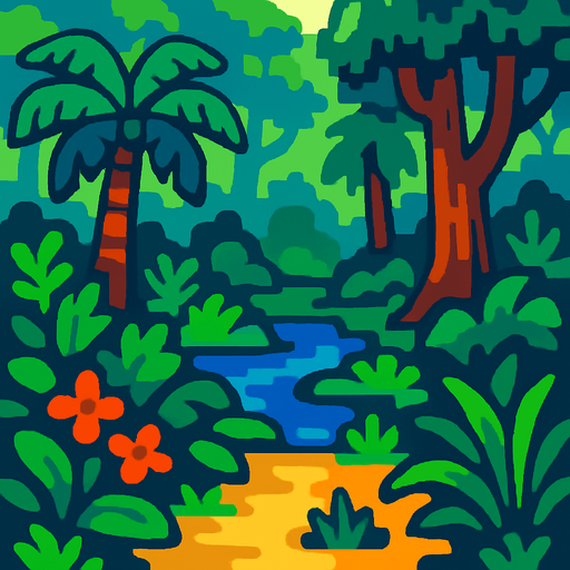 pixart jungle.
In-Game asset.  2d.  High contrast.  No shadows