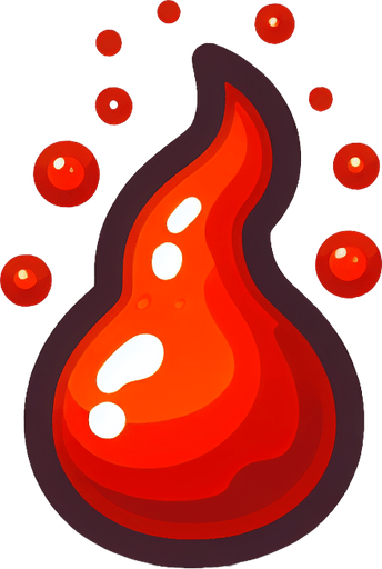 Un slime rojo prendido fuego RPG con estilo suave y simple.
Single Game Texture.  In-Game asset.  2d.  Blank background.  High contrast.  No shadows