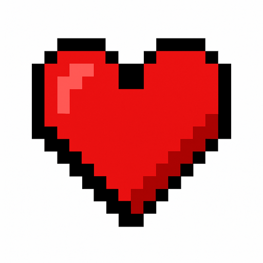 pixel heart.
In-Game asset.  2d.  High contrast.  No shadows