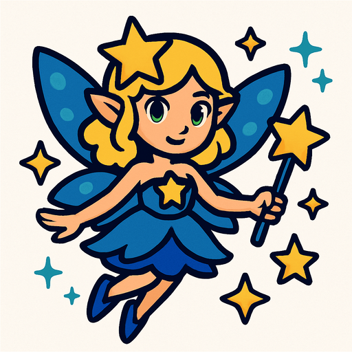 Fée stella.
In-Game asset.  2d.  High contrast.  No shadows