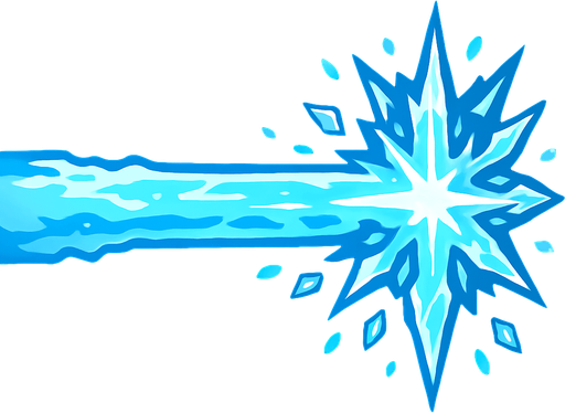 Just laser, but ice.
In-Game asset.  2d.  High contrast.  No shadows