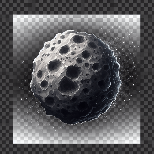 a single asteriod texture.
Single Game Texture.  In-Game asset.  2d.  Blank background.  High contrast.  No shadows