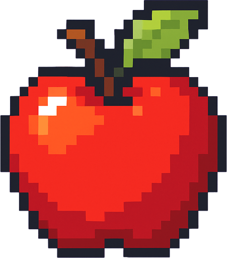 apple, pixelart.
In-Game asset.  2d.  High contrast.  No shadows