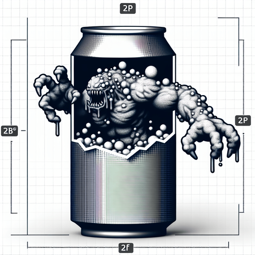 Cola monster, VERY BIG, coming out of a soda can.
Single Game Texture.  In-Game asset.  2d.  Blank background.  High contrast.  No shadows