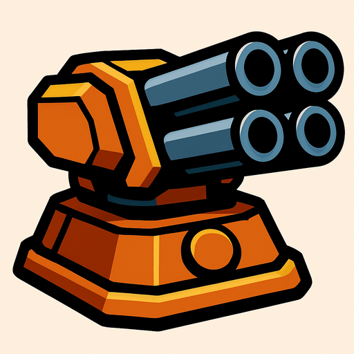Triple barrel turret.
In-Game asset.  2d.  High contrast.  No shadows