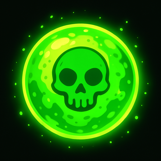 Glowing bright green Poison ball.
In-Game asset.  2d.  High contrast.  No shadows