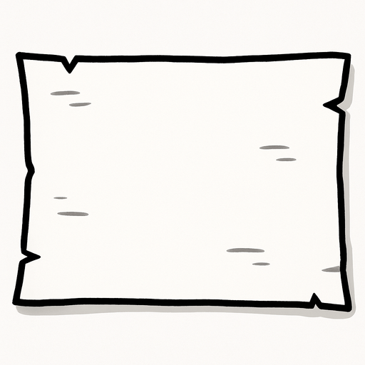 horizontal papel blanco.
In-Game asset.  2d.  High contrast.  No shadows