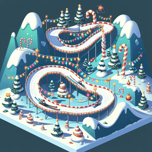 текст "Christmas slalom".
Single Game Texture. In-Game asset. 2d. Blank background. High contrast. No shadows.