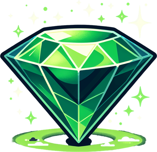 a western shining green diamond.
Single Game Texture. In-Game asset. 2d. Blank background. High contrast. No shadows.