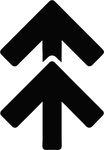 dobble arrow pionting up.
In-Game asset.  2d.  High contrast.  No shadows