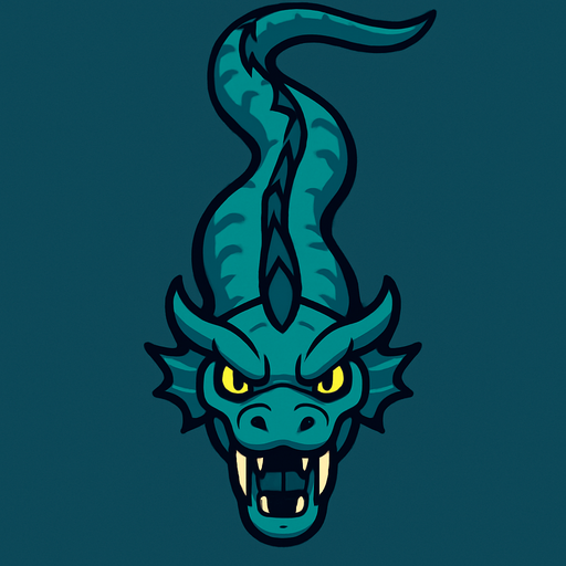 Serpiente marina vista desde arriba que viene de frente.
In-Game asset.  2d.  High contrast.  No shadows