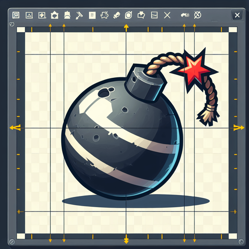 bomb.
Single Game Texture.  In-Game asset.  2d.  Blank background.  High contrast.  No shadows